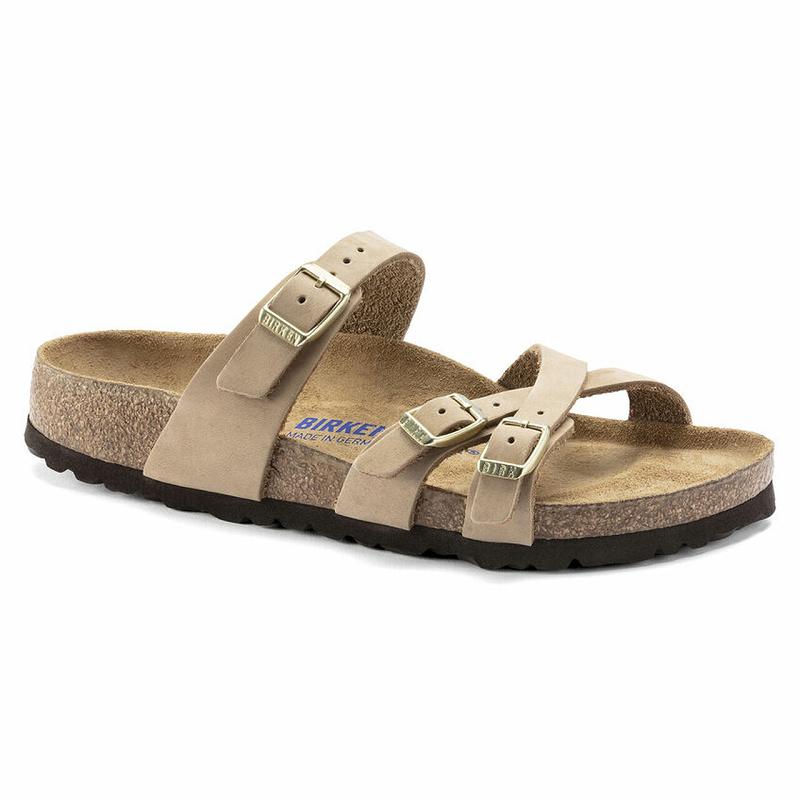 Birkenstock Soft Footbed Nubuck Læder Franca Dame Beige | DK 452EBC